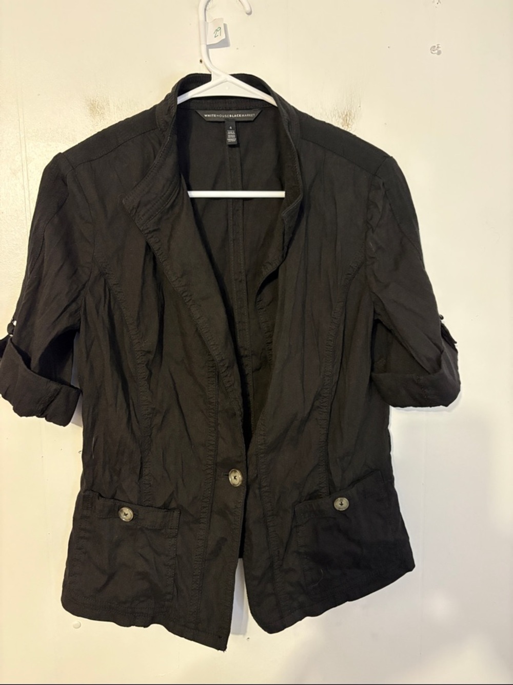 White House Black Market Jacket Womens 4 Lightweight Blazer One Button Utility